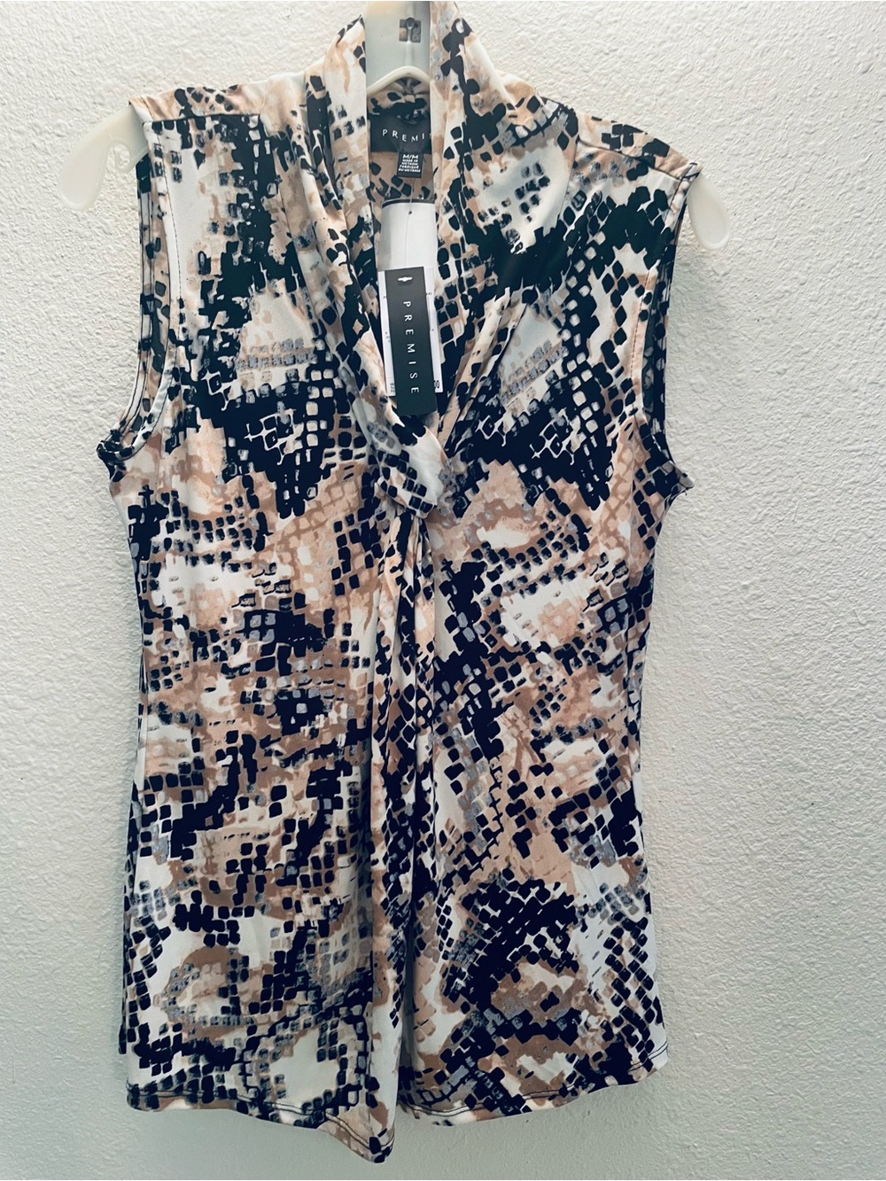 Premise sleeveless shell top with cowl neck